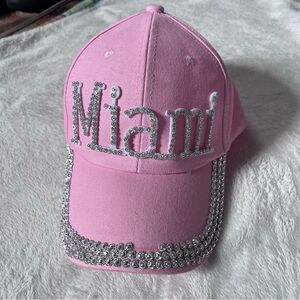 Pink Miami Cap with Rhinestone Accents